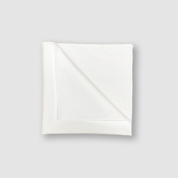 Carmen Harlan Collection's square, Elegant White Handkerchief, with white pearl edge detail.