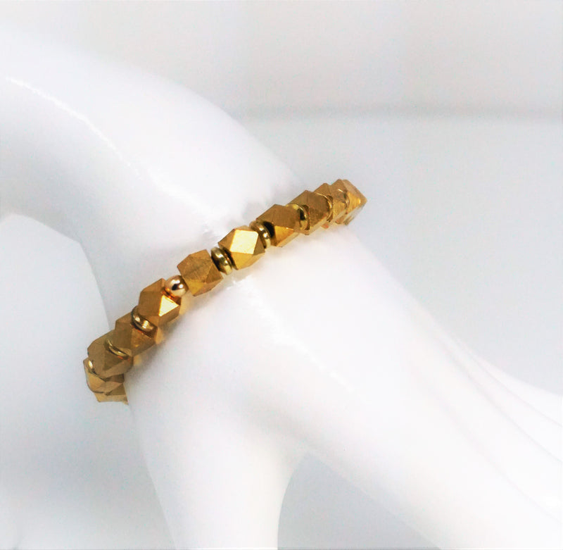 Diamond-Cut Brass Bead Bracelet