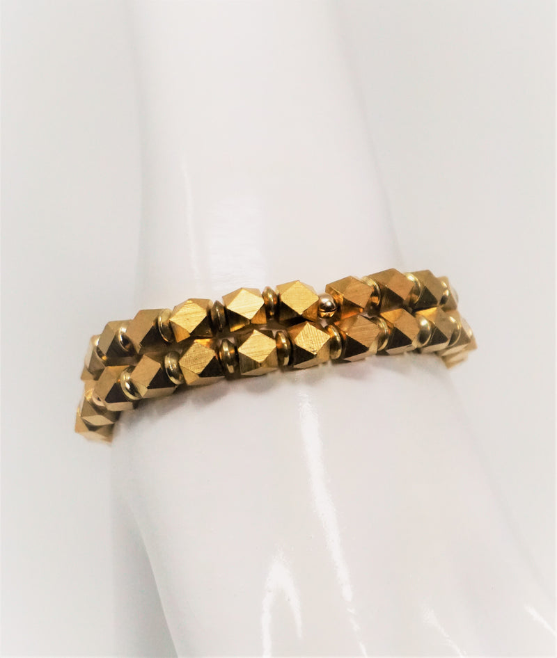 Diamond-Cut Brass Bead Bracelet