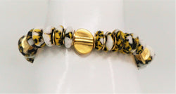 White, Yellow, and Black Krobo Bead Bracelet