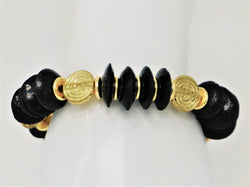 Black Krobo and Gold Bead Bracelet